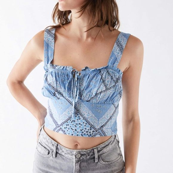LA Hearts • Keyhole Corset Top in Blue Bandana - Picture 1 of 12